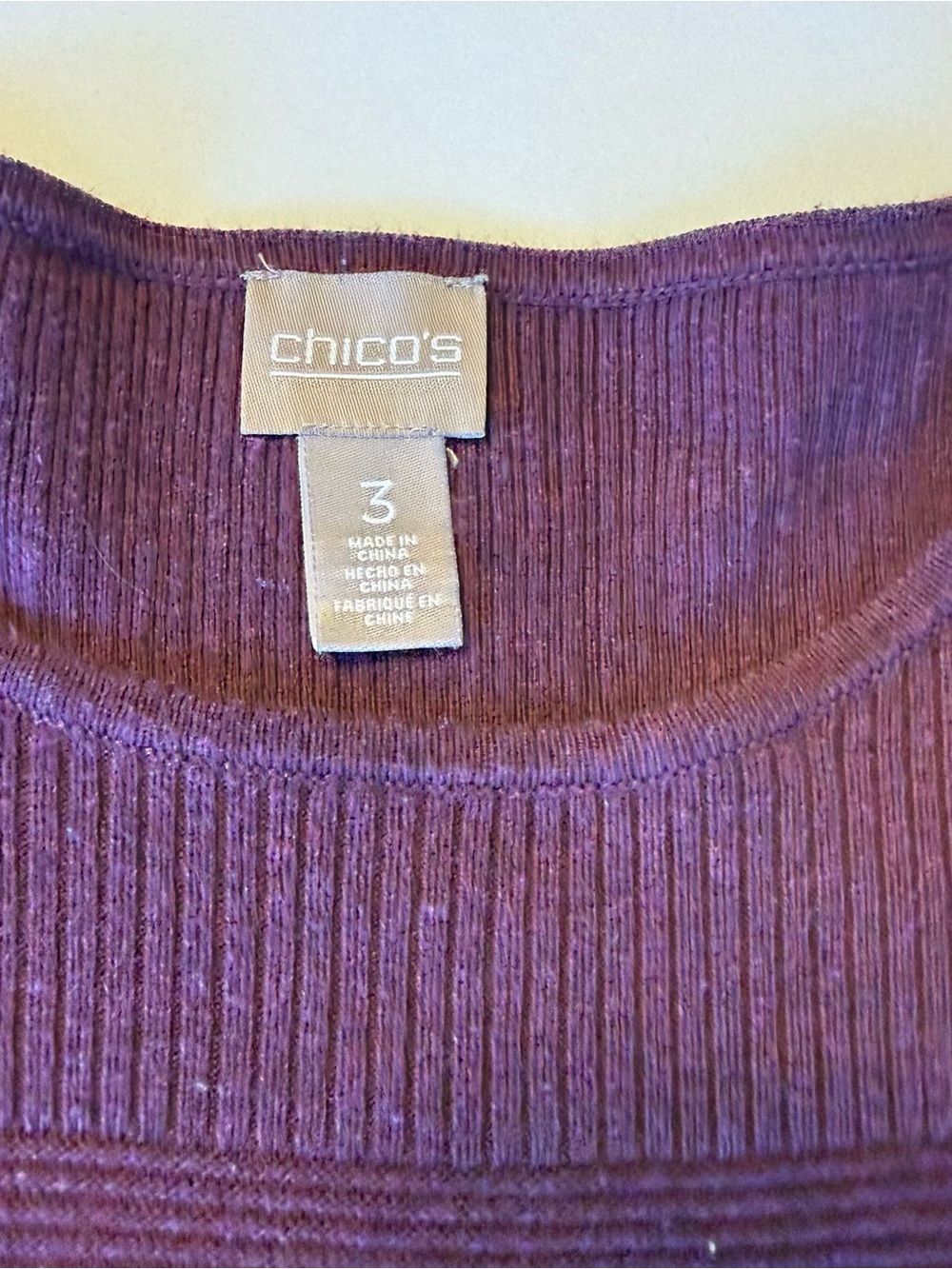 Chico's Ribbed Scoop Neck Sweater - Deep Plum